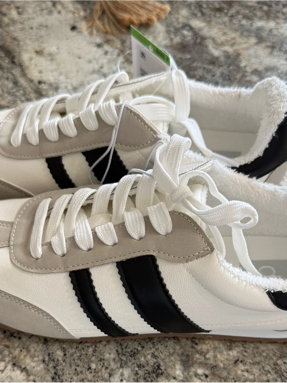 Dolce Vita White, Black & Tan Lace-Up Athletic Sneaker